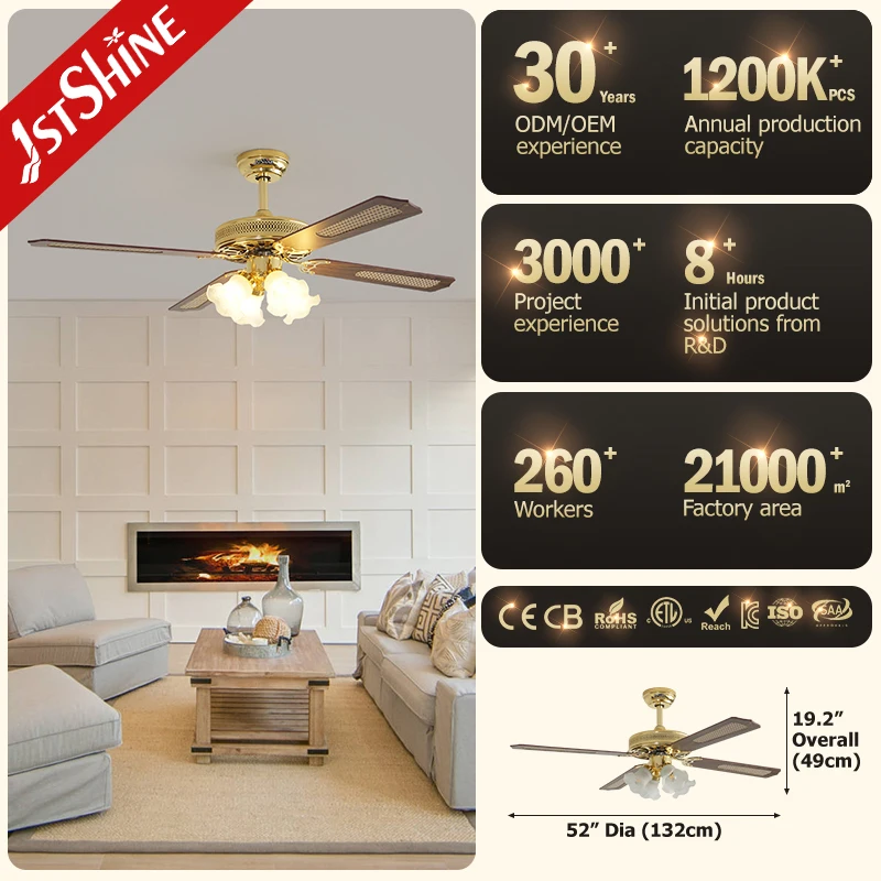 1stshine ceiling fan with lamp traditional style ac motor decorative 4 blade ceiling fan lamp