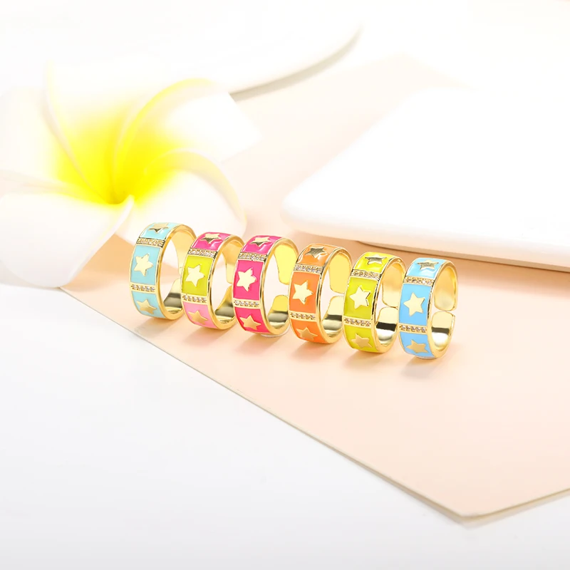 Красочные обещания милые лучшие друзья золотые кольца для девочек-подростков регулируемые Модные Изящные забавные подарки простые эмалированные ювелирные изделия на палец