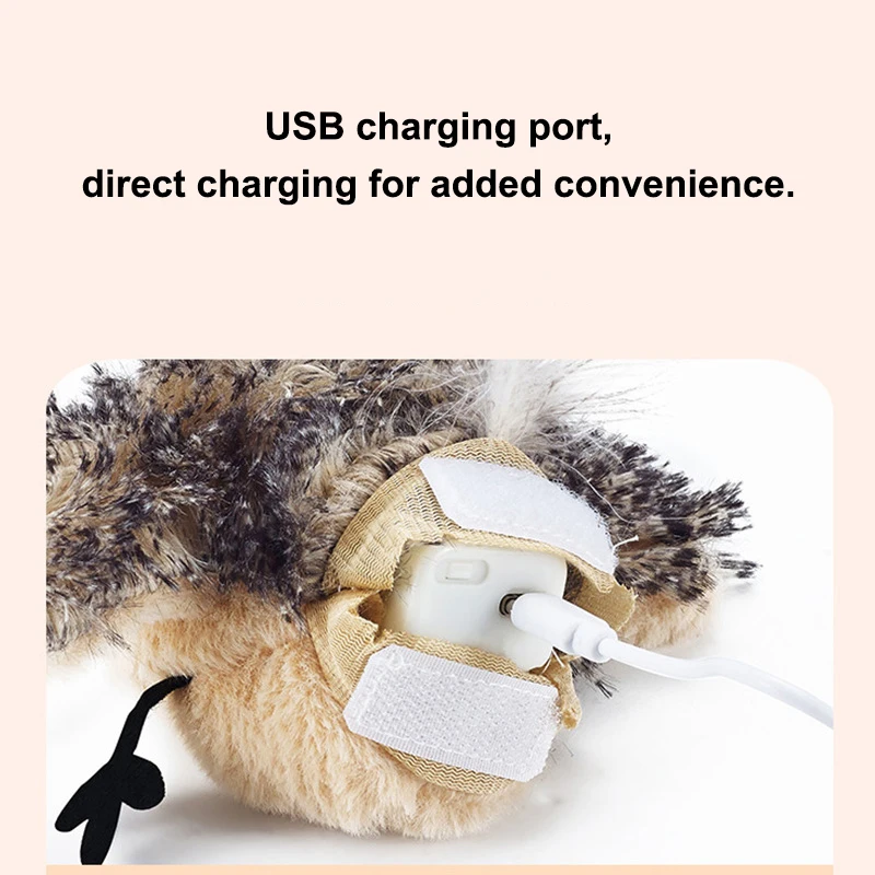 Cat Squeaky Catnip Toys Flapping Wings Simulation Bird Interactive flappy bird chase Cat Toy Touch Activated Plush Dog Play Toys