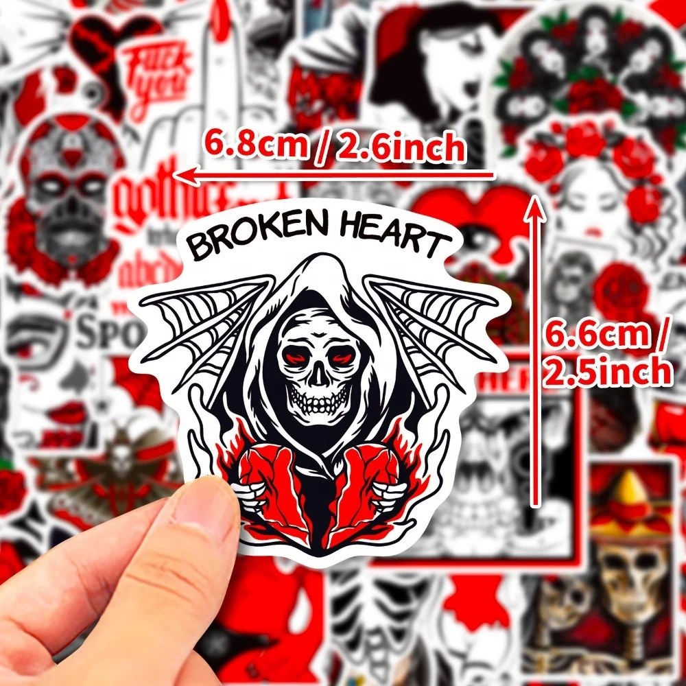 50pcs Gothic Horror Stickers Demons Dark Red Punk Thriller Red and Black Gothic Stickers Gothic  Gift Favors & Decor