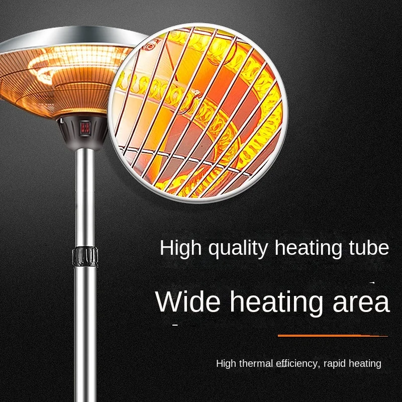 Infrared Electric Outdoor Umbrella Terrace Adjustable Heater With Tip-over Protection Garden Patio Heater