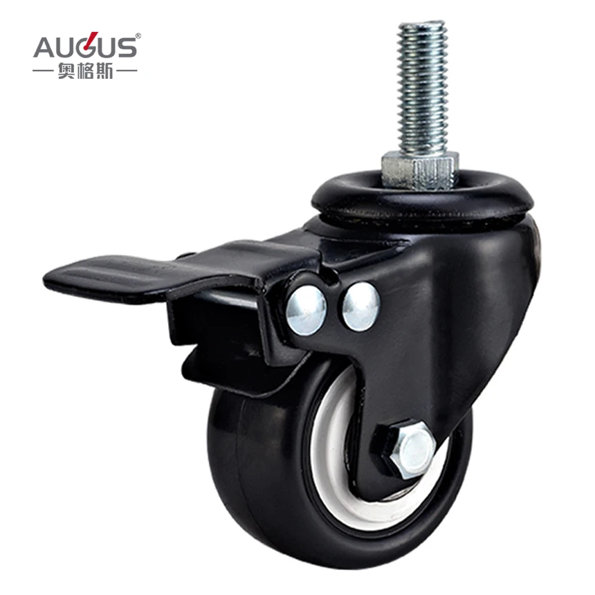 Колесные диски AGS-03 из черного полиуретана с черным лаком, 1,5 дюйма, 2 дюйма, 2,5 дюйма, 3 дюйма, легкое колесо с двойными подшипниками