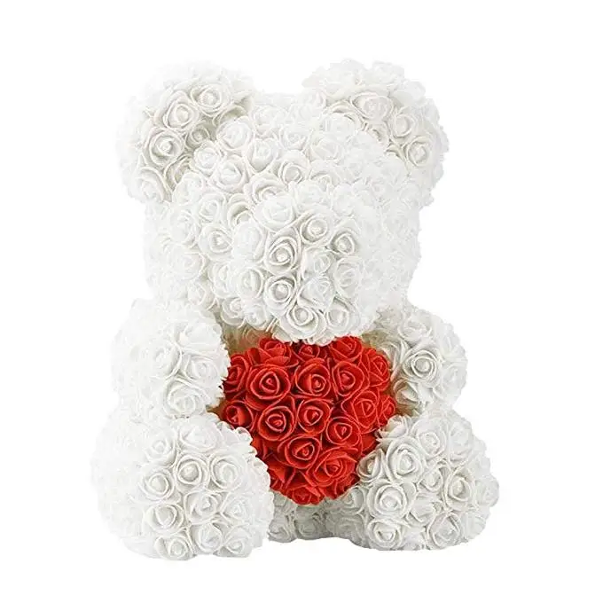Amazon Hot Selling Custom Beautiful Rose Teddy Bear Artificial Foam Valentine Best Gift Birthday wedding event floral decor