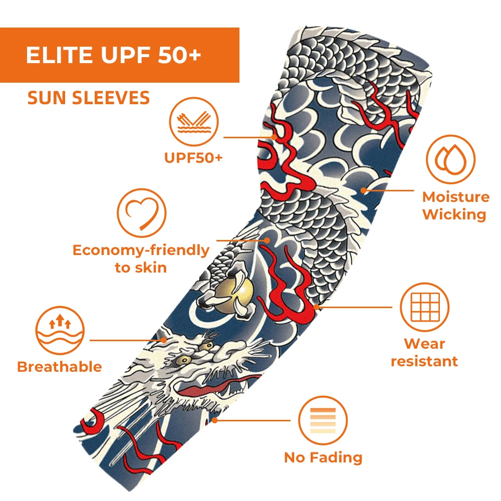 Wholesale Personalized Nylon Sunscreen Anti UV Fashion High Elastic Large Size Breathable Ice  Sleeves Tatoo Arm Sleeve