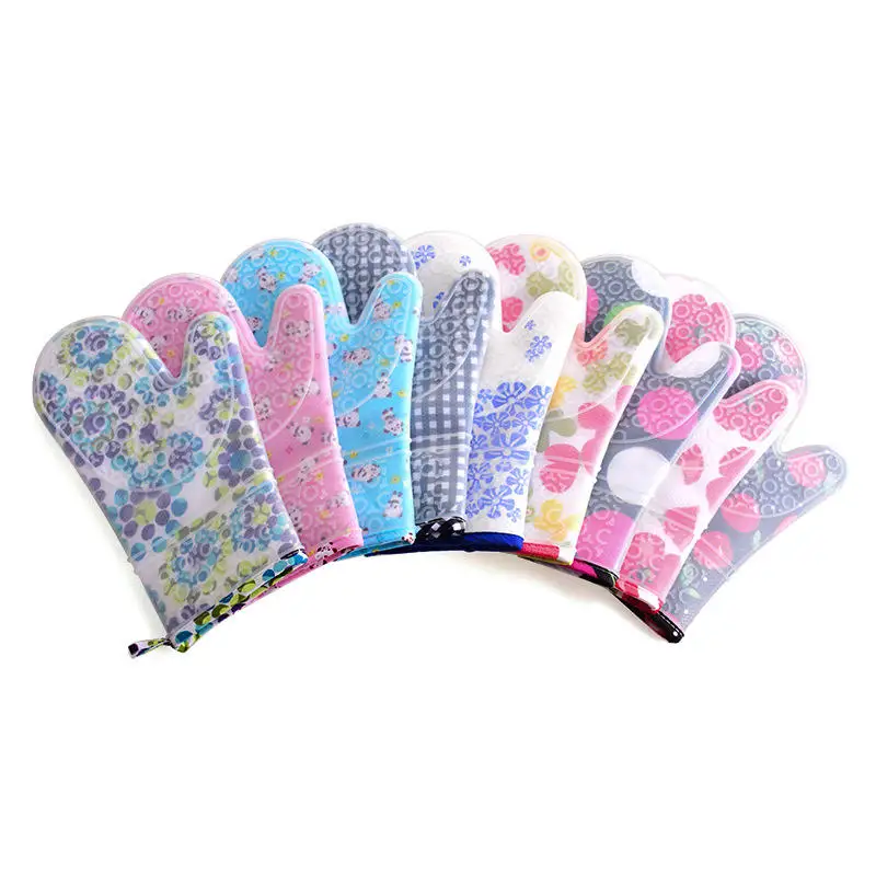 Custom Kitchen Heat Resistant Silicone Oven Mittens Easy To Clean Waterproof Glove Heat Resistant Gloves For Cooking