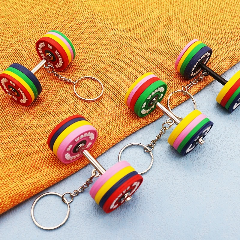 dumbbell colorful steel barbell plates bumper plates custom llaveros custom DIY CHAVEIRO bumper plates pounds key chain