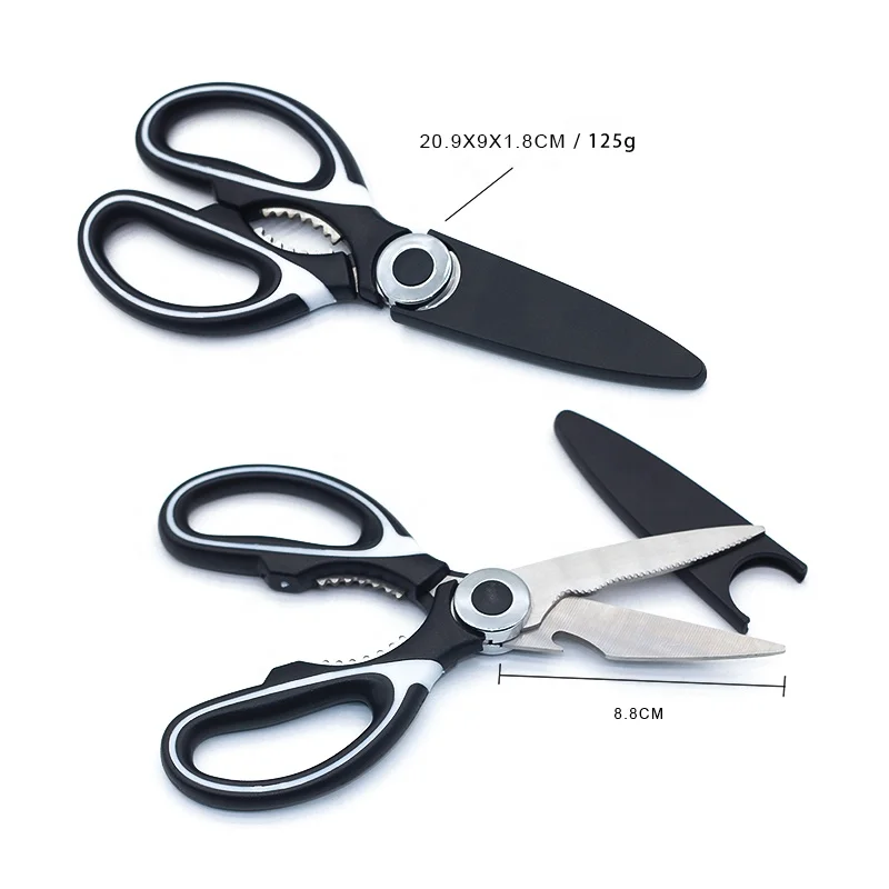 Heavy Duty Professional Meat Chicken Cutter Herb Kitchen Food Cutting Scissors With Sheath