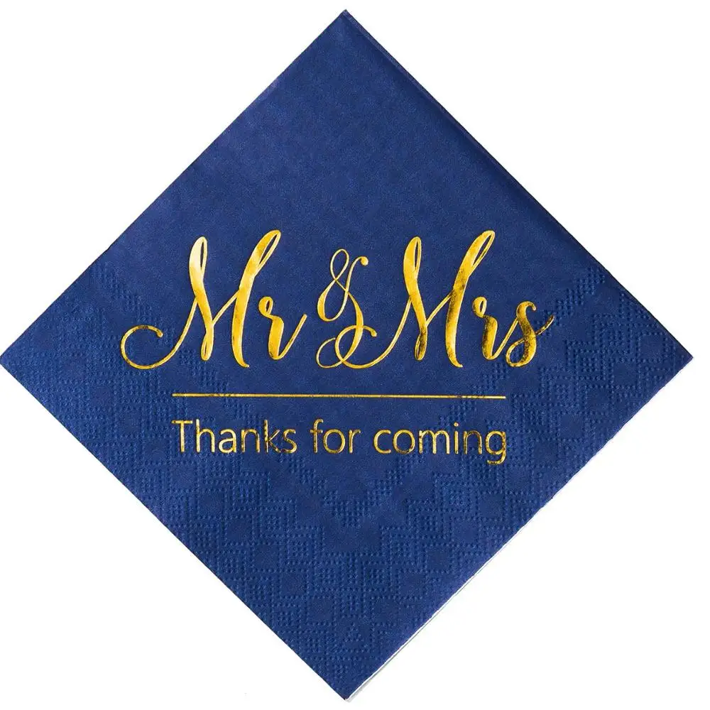  Свадебные салфетки Mr и Mrs розовые золотые Коктейльные с напитками десертные для украшения свадебного стола товары помолвки