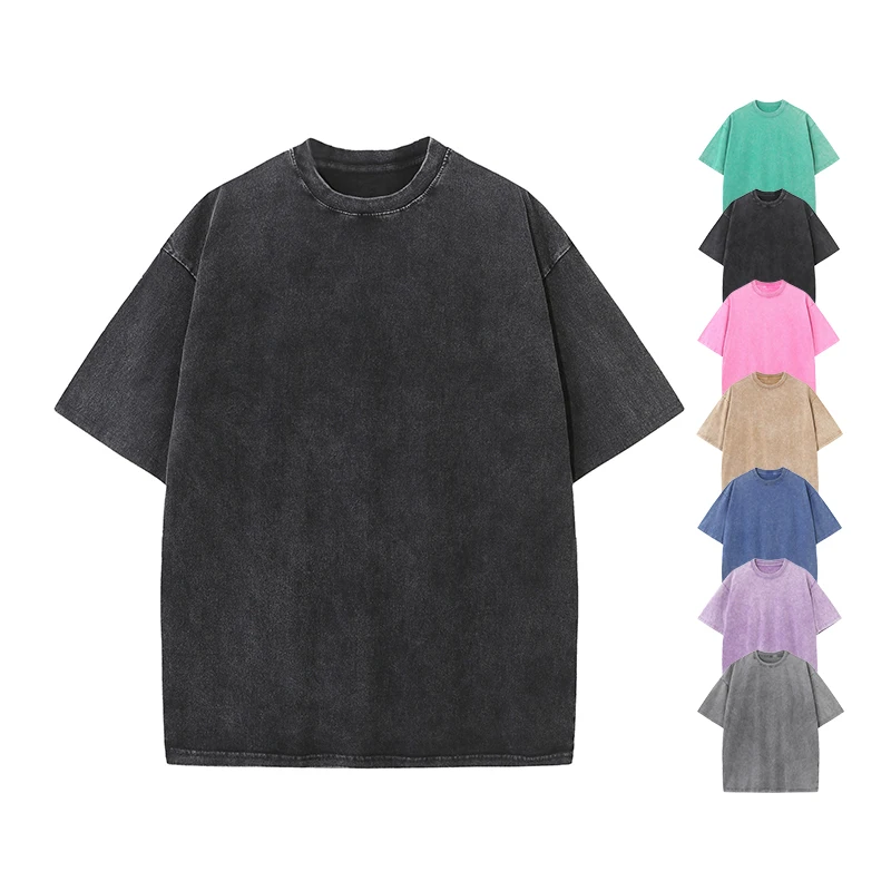 Personalized Custom Drop Shoulder Heavyweight Blank Cotton Acid Wash T-shirt Oversized Tshirt Vintage T Shirt