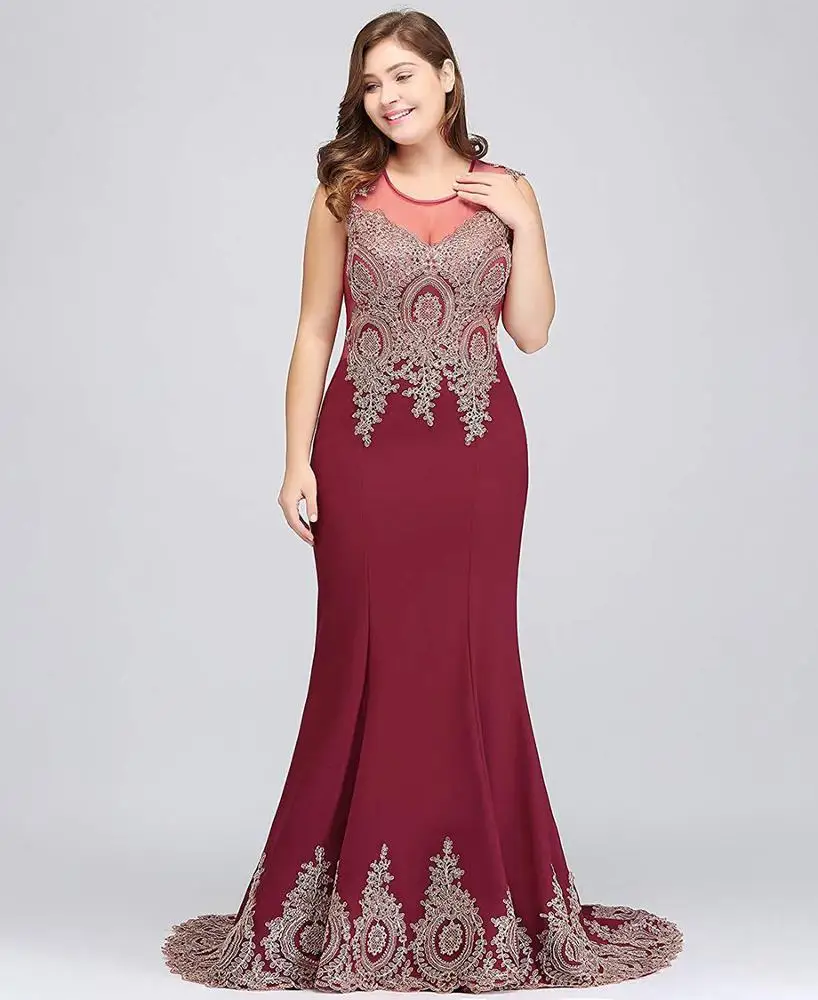 Dropship Robe De Marry Dentelle Muslim Appliques Lace Mermaid Fat Woman Wedding Dress