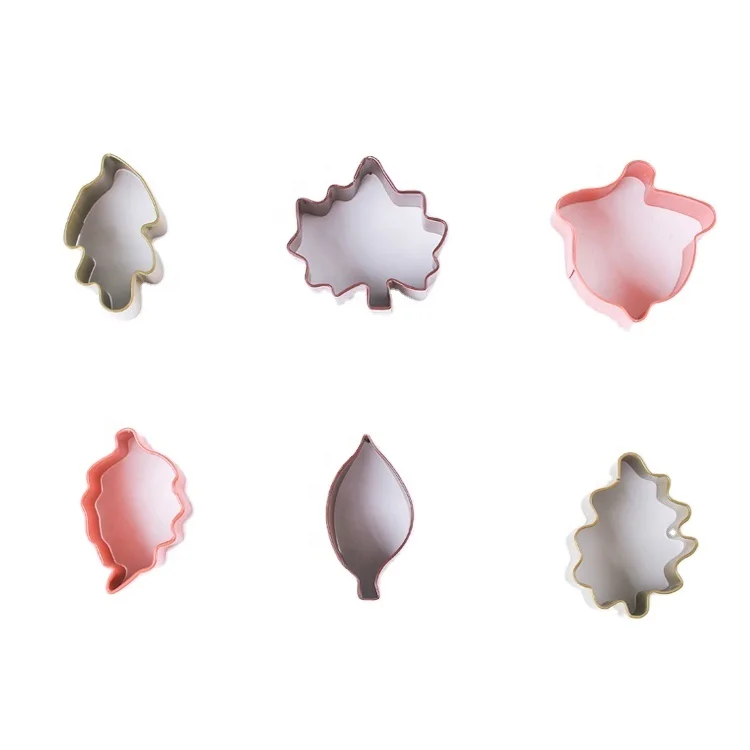 Stainless Steel Leaf Cookie Cutters 6-Piece Set With Colour Coated For Fall Thanksgiving