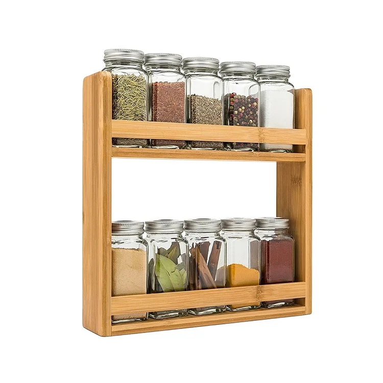 Multifunctional Bamboo Spice Rack In-drawer Kitchen Cabinet Spice Holder Tray For 3-tier