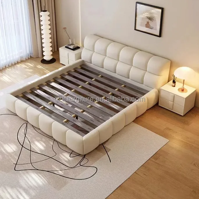 5 Stars home luxury bed wooden queen frame up-holstered king size beds bedroom furniture cama matrimonial storage
