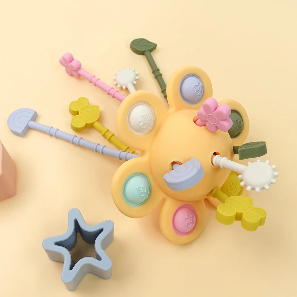 Feed Grade Free Bpa Baby Silicone Toy String Interactive Toy Sensory Montessori Travel Pull String Toys