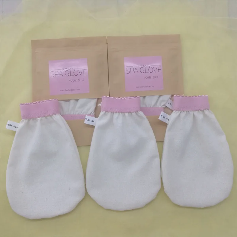 Factory Hot Sales Custom Pure Silk Bath Gloves Face 100% Silk Exfoliating Glove for Body