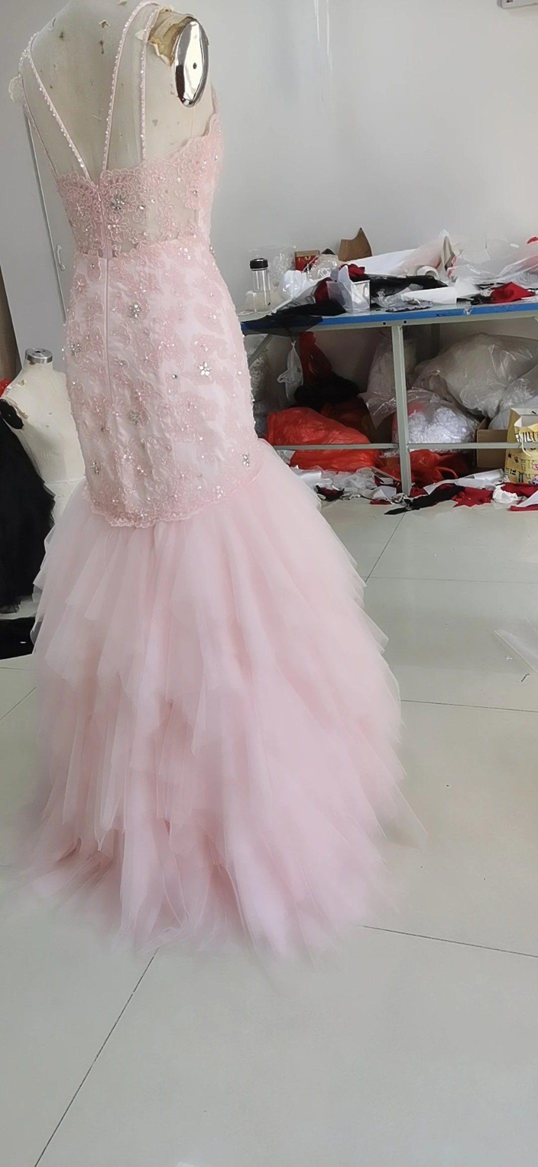 Spaghetti strap mermaid prom dresses sexy lace wedding dress bridal gown 2022 evening dress