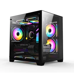 Wholesale Price Pc Gaming Case Atx Custom Pc Cabinet Computer Case With Rgb Strip Lights Gaming Case Pc Computer