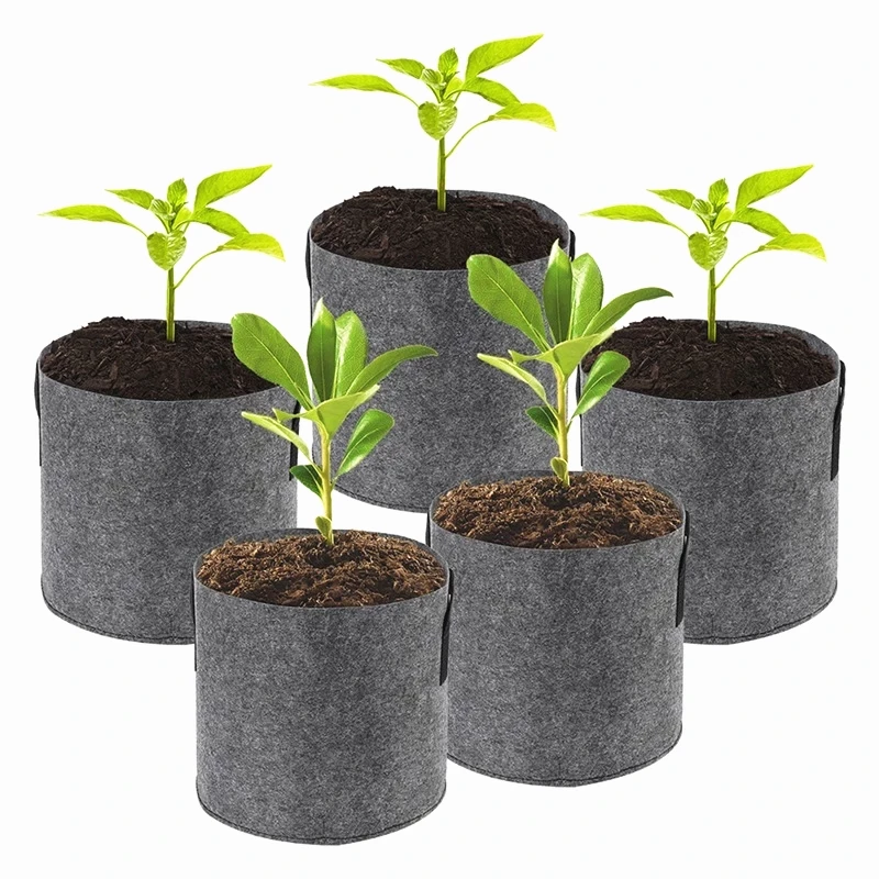 5 Pack 7 Gallon Heavy Duty Aeration Thickened Container Nonwoven Fabric Pots Plant Grow Bags with Handles