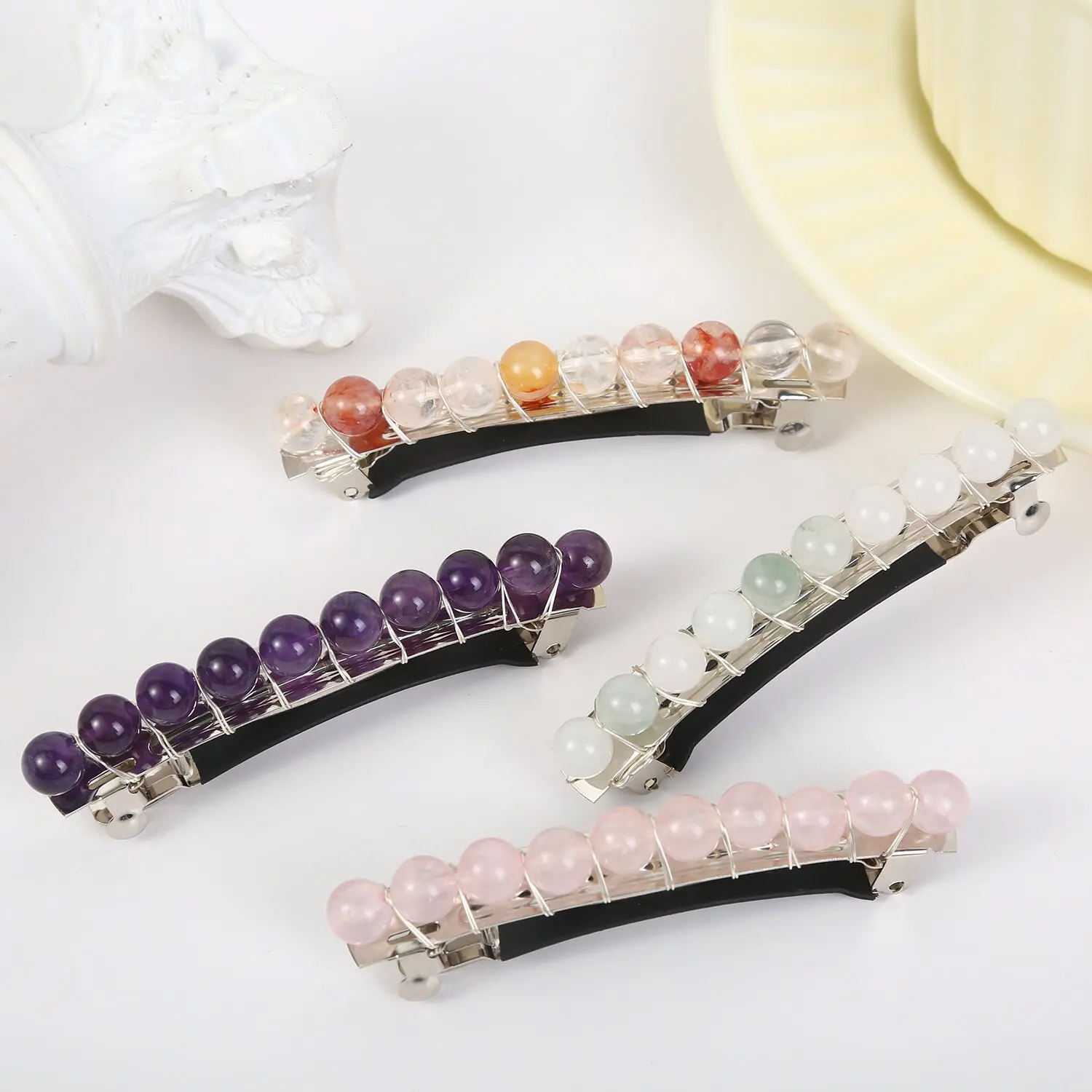 Natural high quality healing crystal chip hair clip for gifts decoration
