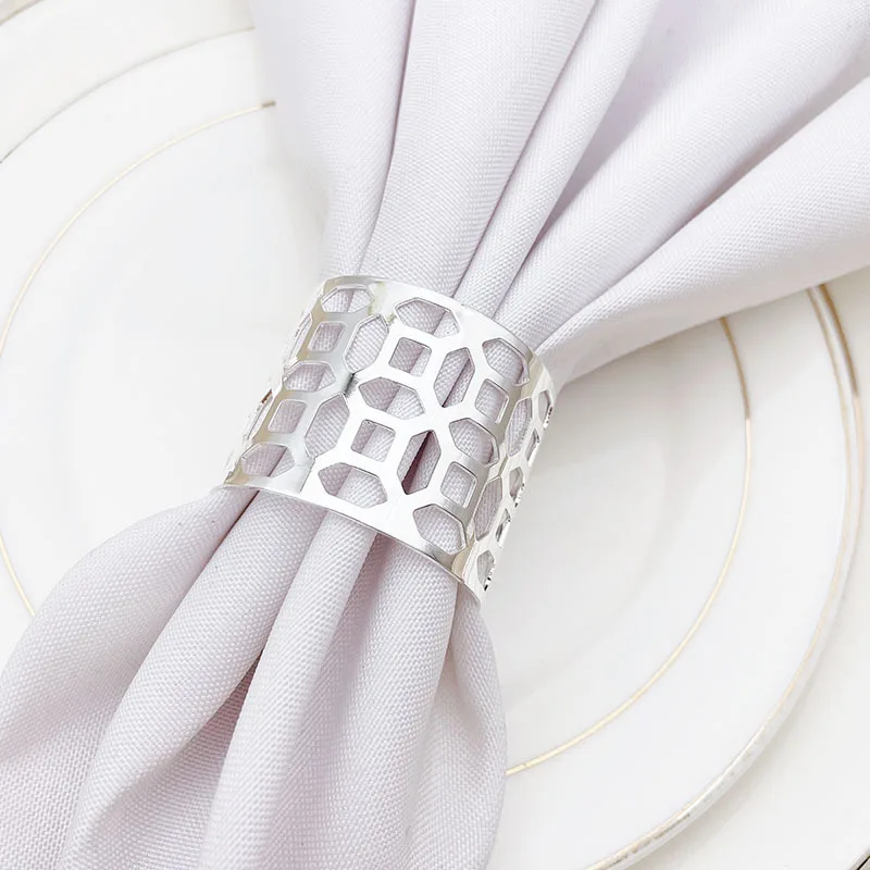 
Wholesale napkin rings iron round metal gold rose gold decoration napkin buckle for party 