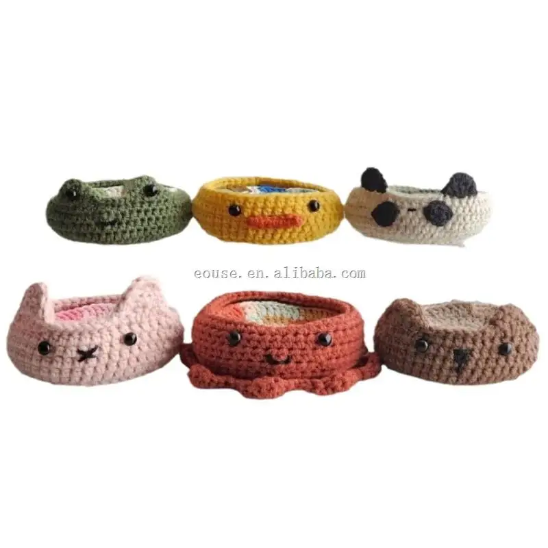 Cute Animal Macrame Table Mat Pad for Tea Coffee for Kitchen Use Cartoon Tea Mug Mats Animal Cushion Pad for Home