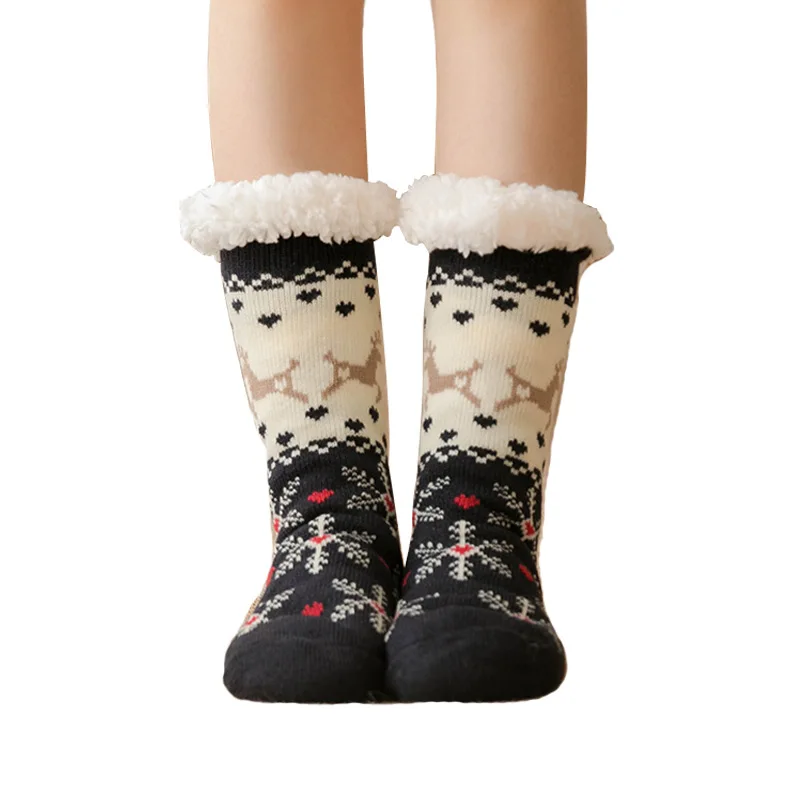 Indoor Slippers Wholesale Fuzzy Socks With Grips Women Thermal Warm Fluffy Christmas Socks