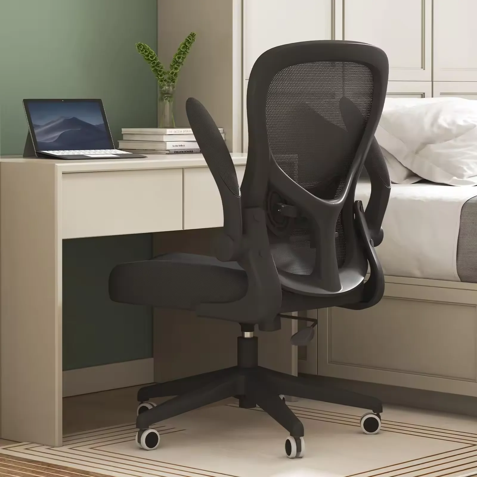 Comfortable Ergonomic high back modern Chair with Adjustable Lumbar Support Flip-up Office computer Chair