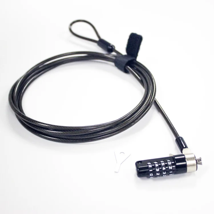 Anti-theft laptop security combination lock noble wedge cable lock slot with black steel wire rope for DELL laptop