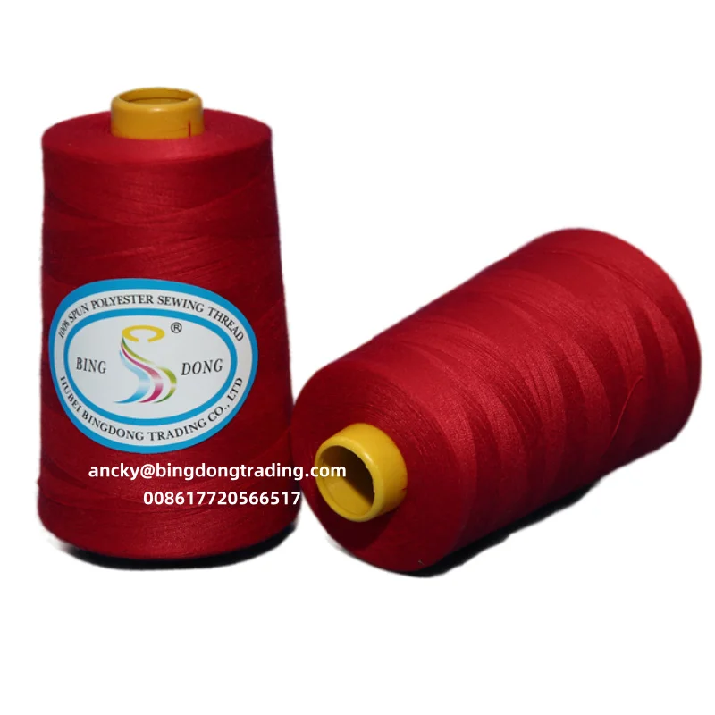 20/3 20/4 3000m 5000m TFO Dyed Red Color Virgin New 100% Spun Polyester Sewing Thread