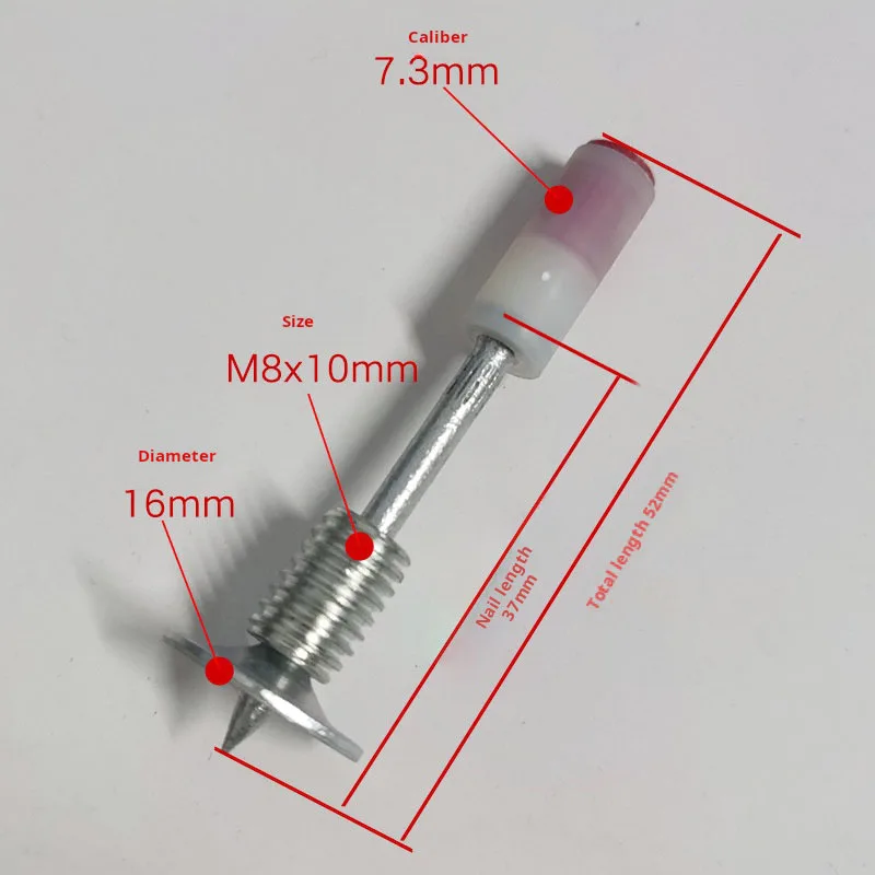Mini threaded cannon nail M8 with threaded nail screw and nut suitable for cannon nail gun
