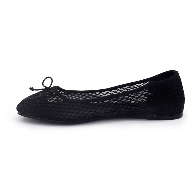 Wholesale breathable black mesh ladies beach ballerinas flats comfortable female casual flat evening shoes for elderly women