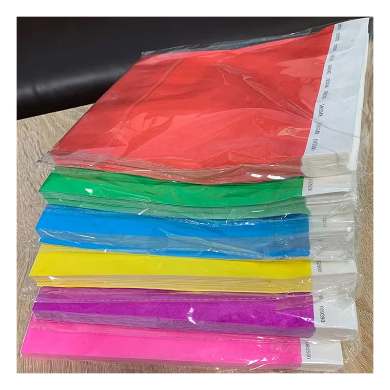 10pcs/Sheet Paper Wristbands Arm&Wrist Bands Tyvek Bracelets Neon Solid Color Wristbands For Events