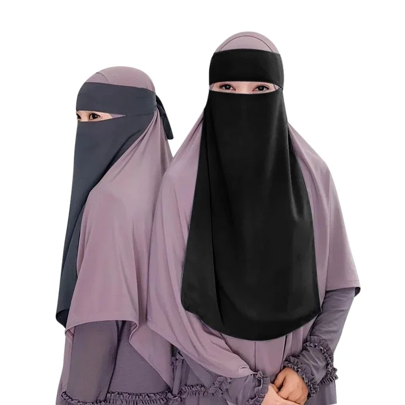 RTS 2022 Niqab Face Cover Burqa in islam Long Jilbab Hijab Traditional Muslim Clothing Khimar 15 Colors for Muslim Women