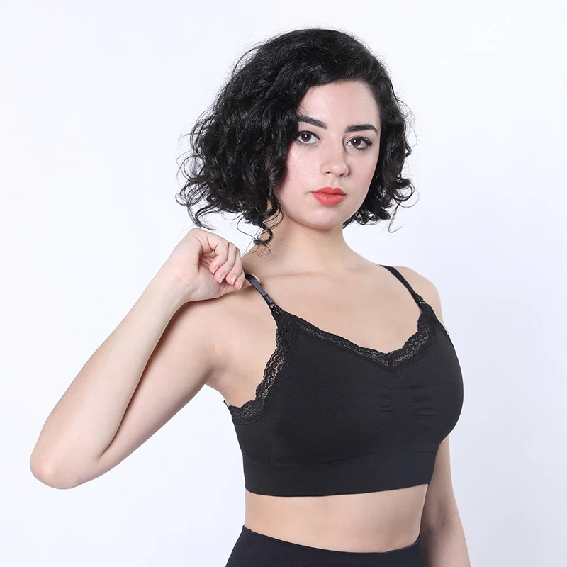 
Hot Selling Back Clasp Adjustable Straps Maternity Sports Bra Nursing Lace Feeding Bra 