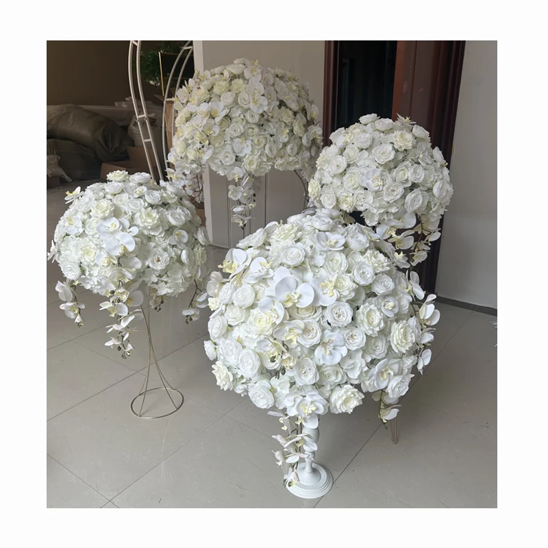 Гладкий большой белый искусственный цветочный букет 60 см центральный шар для свадебных приемов
