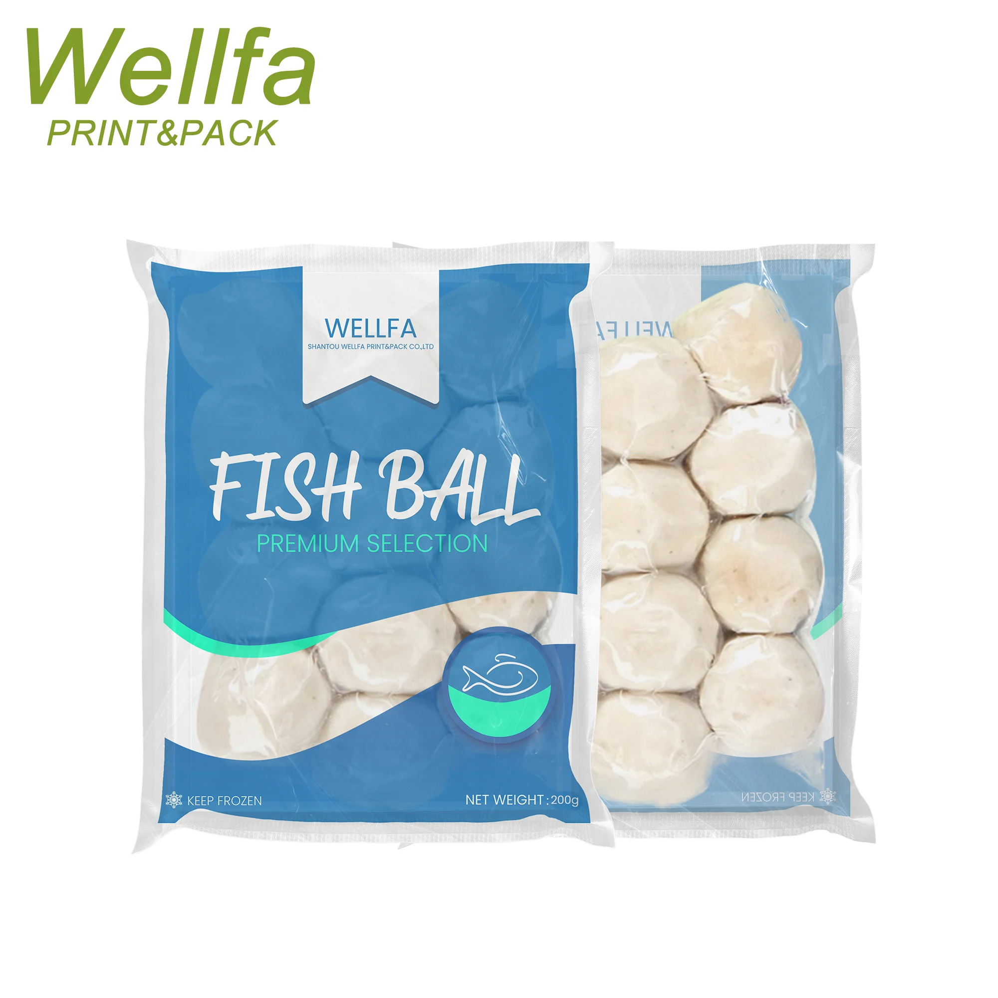 Nylon Lid Film Heat Sealed TOP Printed Sealing Film Seafood Fish Ball Sausage Frozen Meat Packaging Vacuum Bag