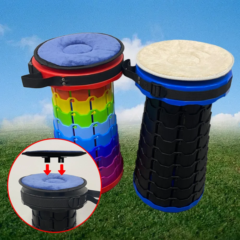 123 Sports Hot Sale Folding Stool Lightweight Sturdy With Load Capacity 400Lbs Portable Cushion Collapsible Retractable Stool