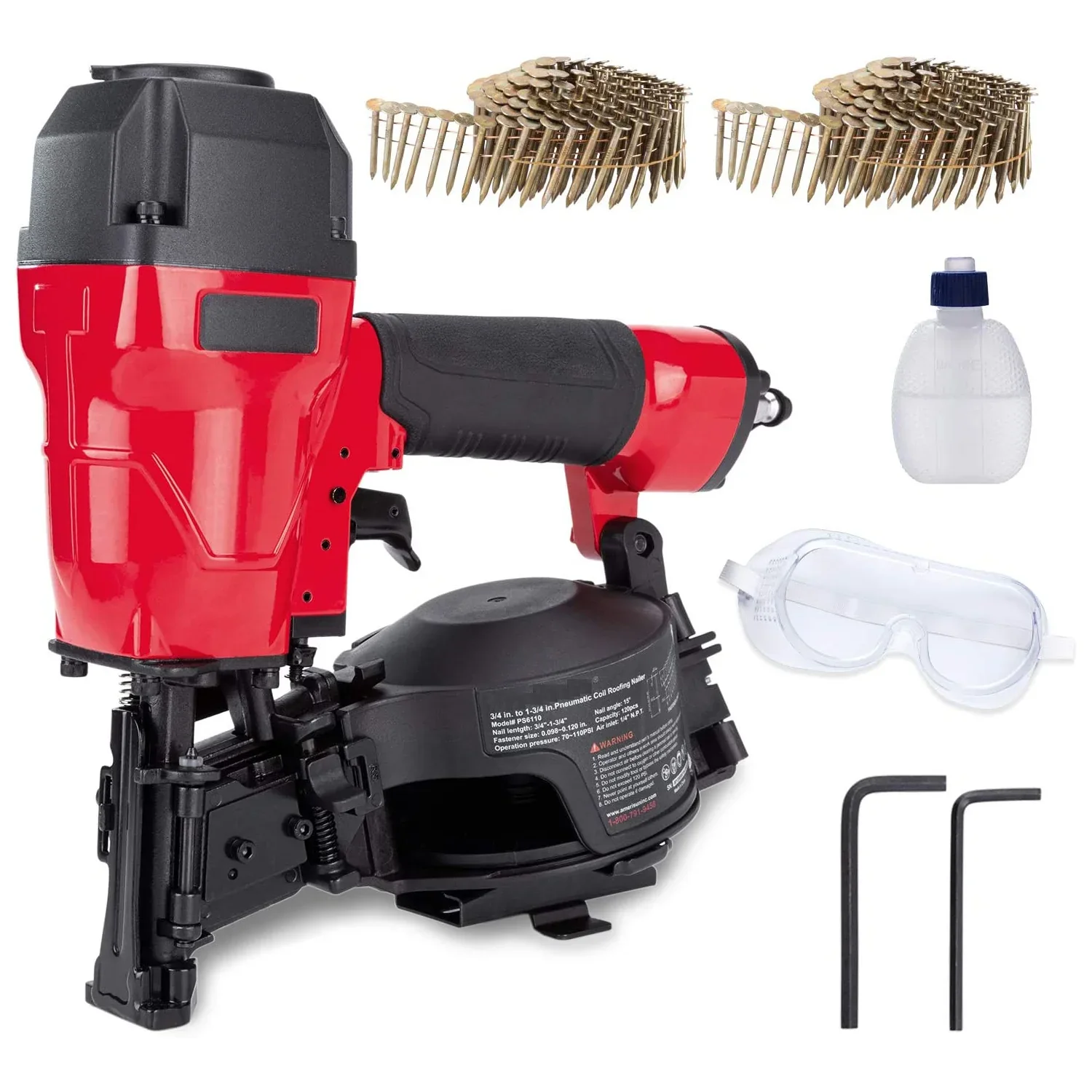 Industrial Pneumatic Nail Gun for DIY Furniture Coil Power Source for Framing & Finish Nails