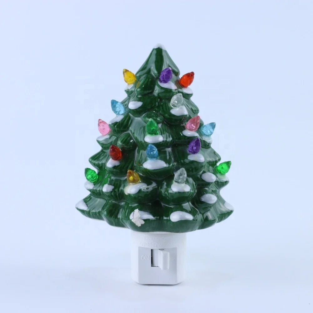 ETL Electric Christmas Tree Plug Ceramic Night Light Ngiht Lamp Lighting and Circuitry Design Indoor Room,living Room FJS17080