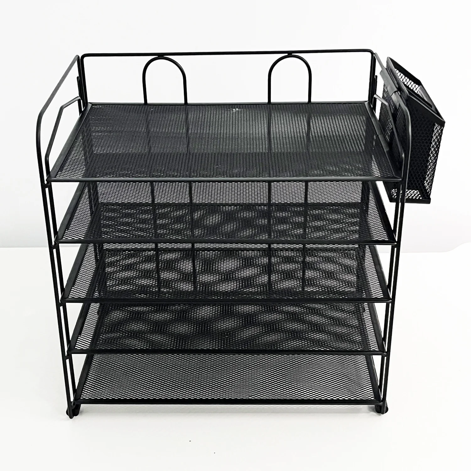 Black fancy 5-trays desktop magazine holder rack stationery office paper document holder organizer for desk file storage trays