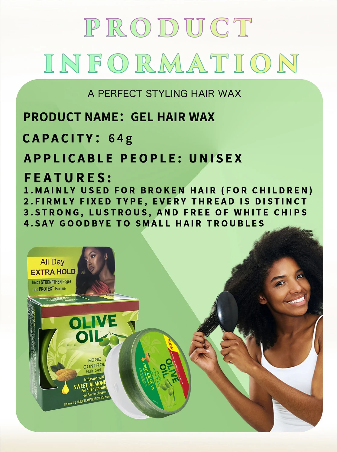 Natural Men Nitro Canada 360 Style Waves Control Pomades Moisturizing Gel Hair Styling Wax