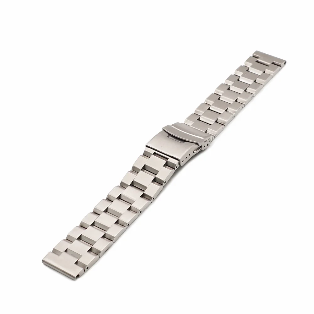 JUELONG 20 22 mm Three-bead Stainless Steel Watch Strap Metal Watch Band With Double Snap Buckles Black Rose Gold Blue