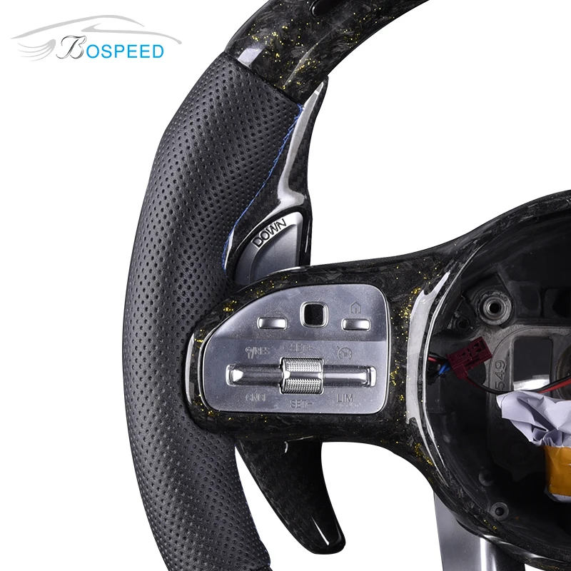  LED Forged carbon fiber steering wheel For Mercedes S