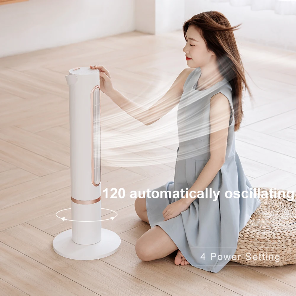 Home Fully Adjustable Wireless  CoolingTower Fan with Remote Control  10000MAh  Rotatable and retractable  Smart Air Cooler
