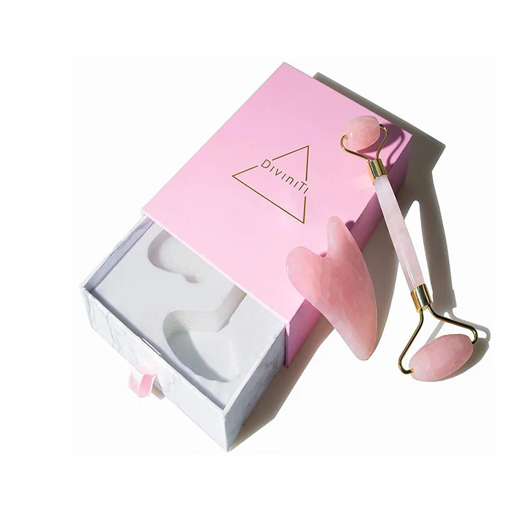 
custom black bule luxury gift natural jade roller face tool butterfly spacial shape gua sha set packing paper boxes for package 