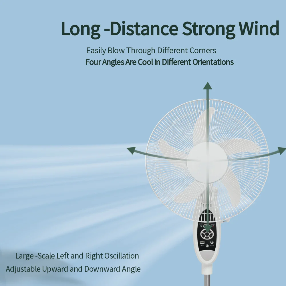 hot sale 16 inch Ventilador Recargable Portatil Portable Electric Rechargeable Solar Panel Brushless AC DC Stand Fan