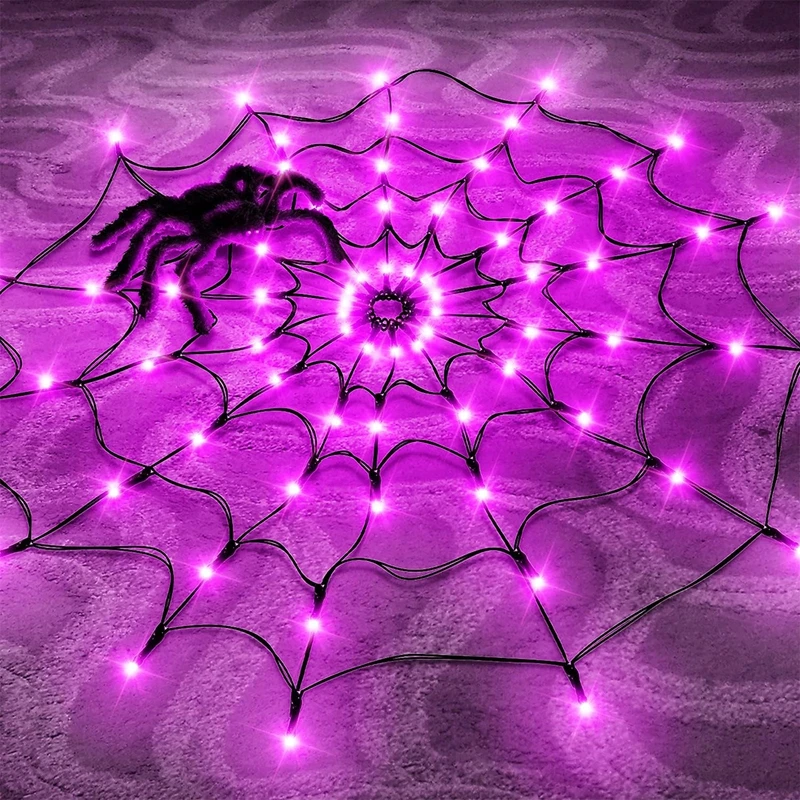 Led Halloween Light Spider Web Decoration Lights Spider Net Lamp Decorative Atmosphere Party Lights