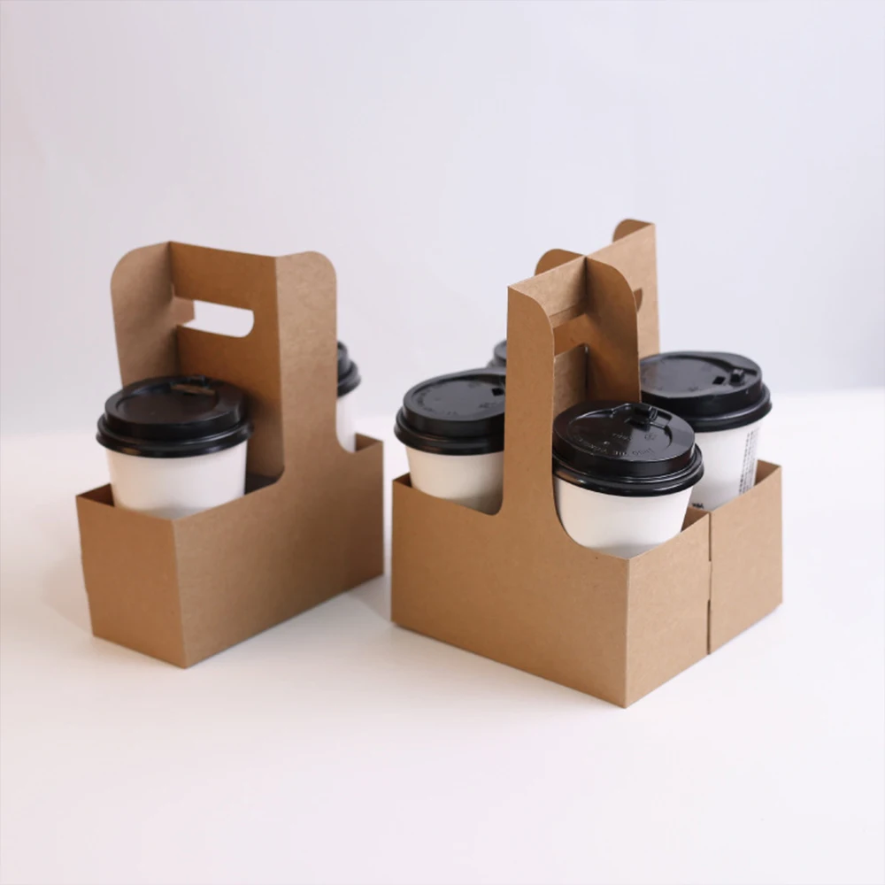 Wholesale Products Take Away 4 Cup Drink Carrier Takeaway Paper Cup Holder Takeaway Holder