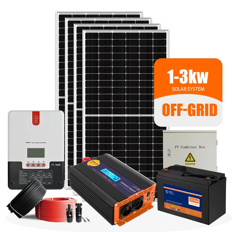 Smart 1kw 3kw 5kw off grid solar power system for home 1 kw with battery residential solar panels 1000w price energy system