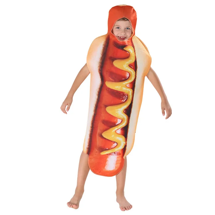 Kids Funny 3D Print Food Sausage Hot Dog Child Costumes Halloween Carnival Food Costume